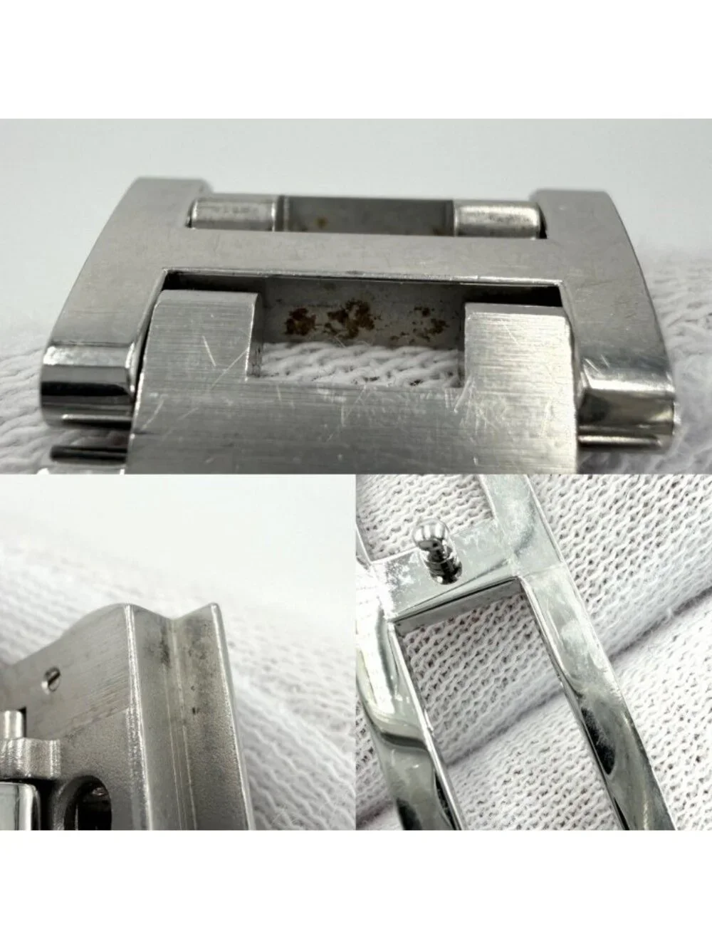 Hermes Watch Clipper Arabia Date SS White Dial Quartz Stainless Steel Shell